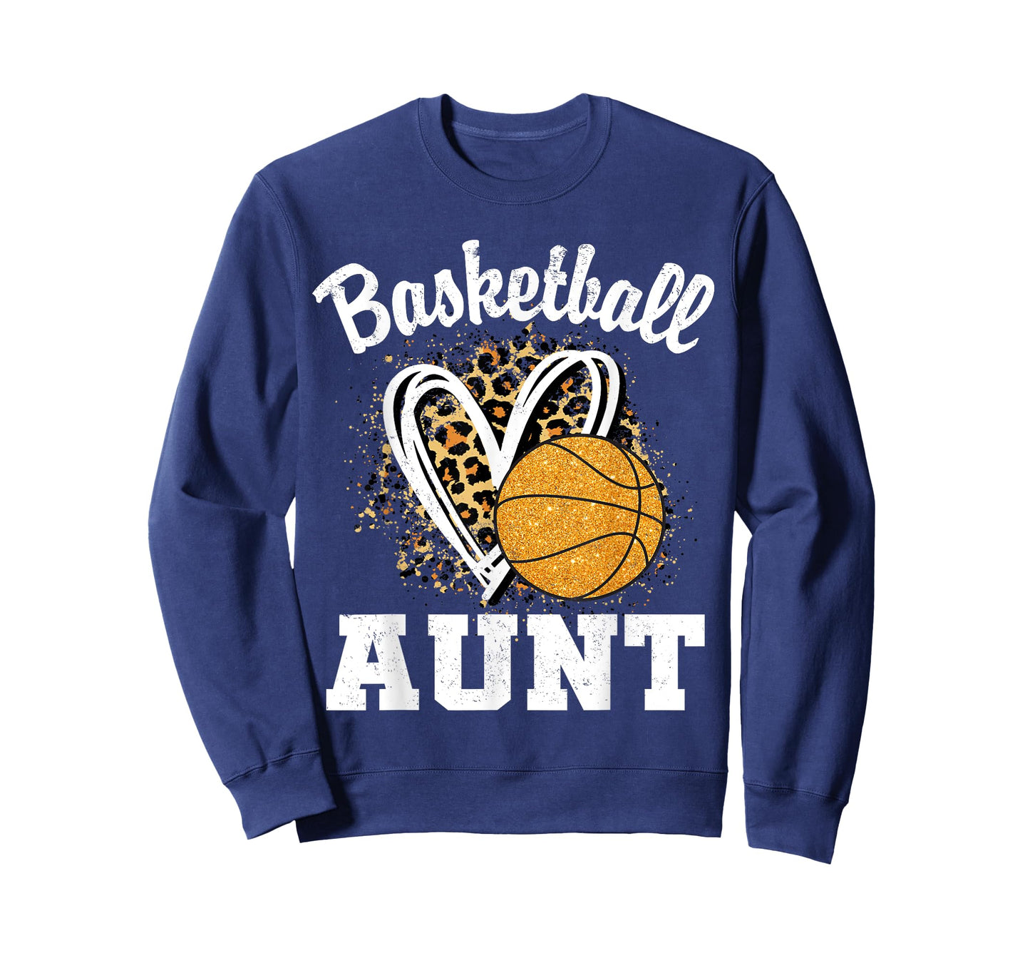 Basketball Aunt Leopard Heart T-Shirt