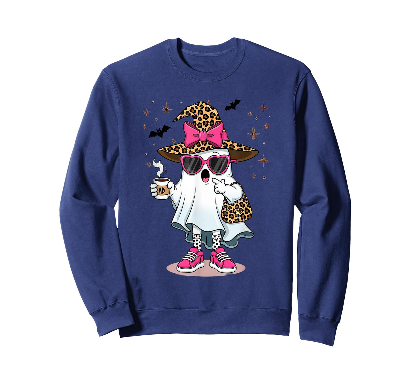 Cute Boo Leopard Ghost Halloween Costumes Shirt Women Girl T-Shirt