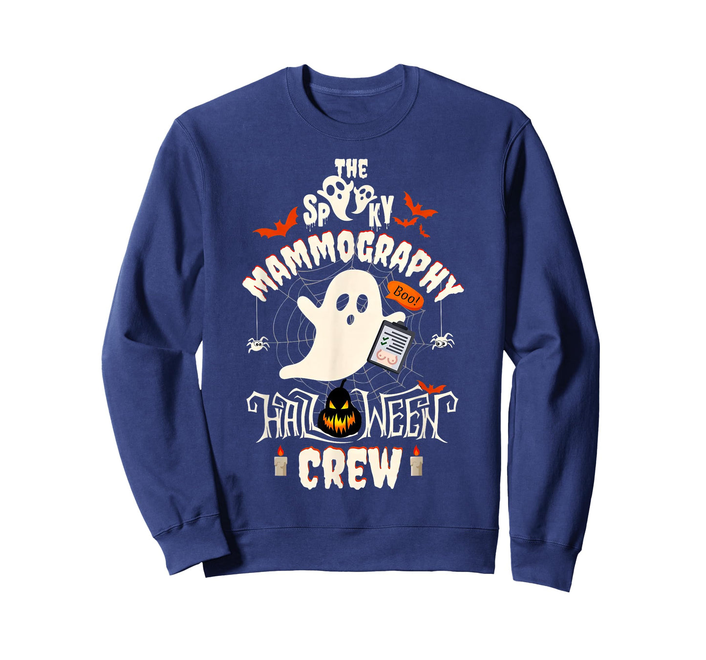 Spooky Mammography Halloween Crew Mammo Tech Mammogram Ghost T-Shirt