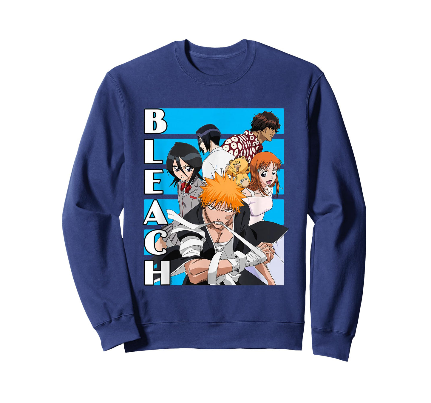 Bleach Characters with Blue Lines and Logo Anime T-Shirt