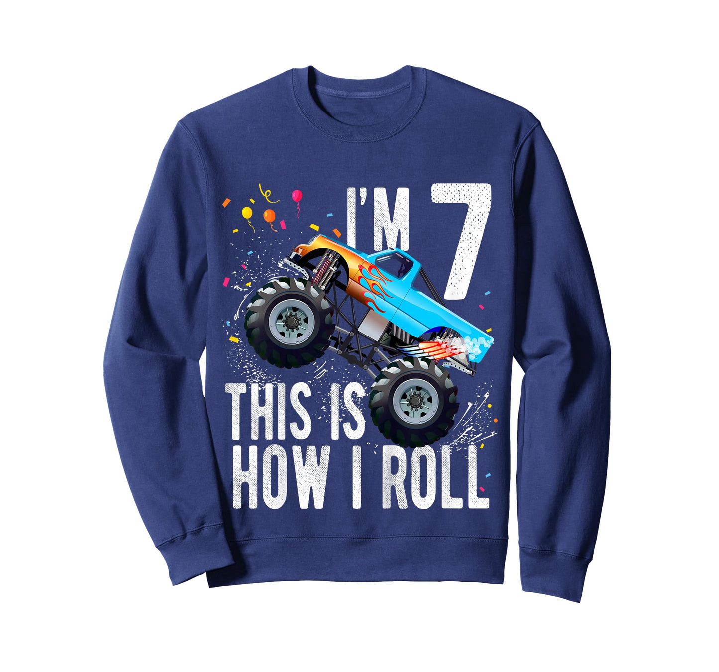 Kids 7 Year Old Shirt 7th Birthday Boy Monster Truck Car T-Shirt