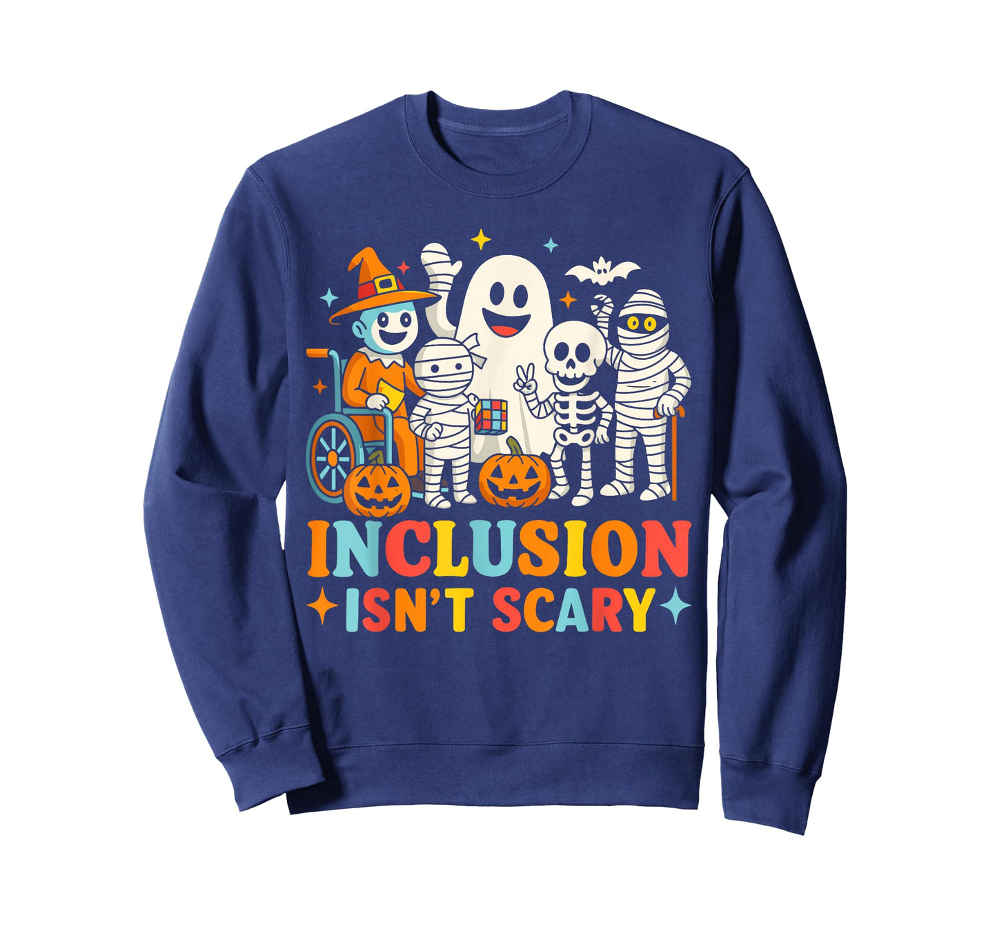 Inclusion Isn't Scary Teacher Skeleton Ghost Cute Halloween T-Shirt