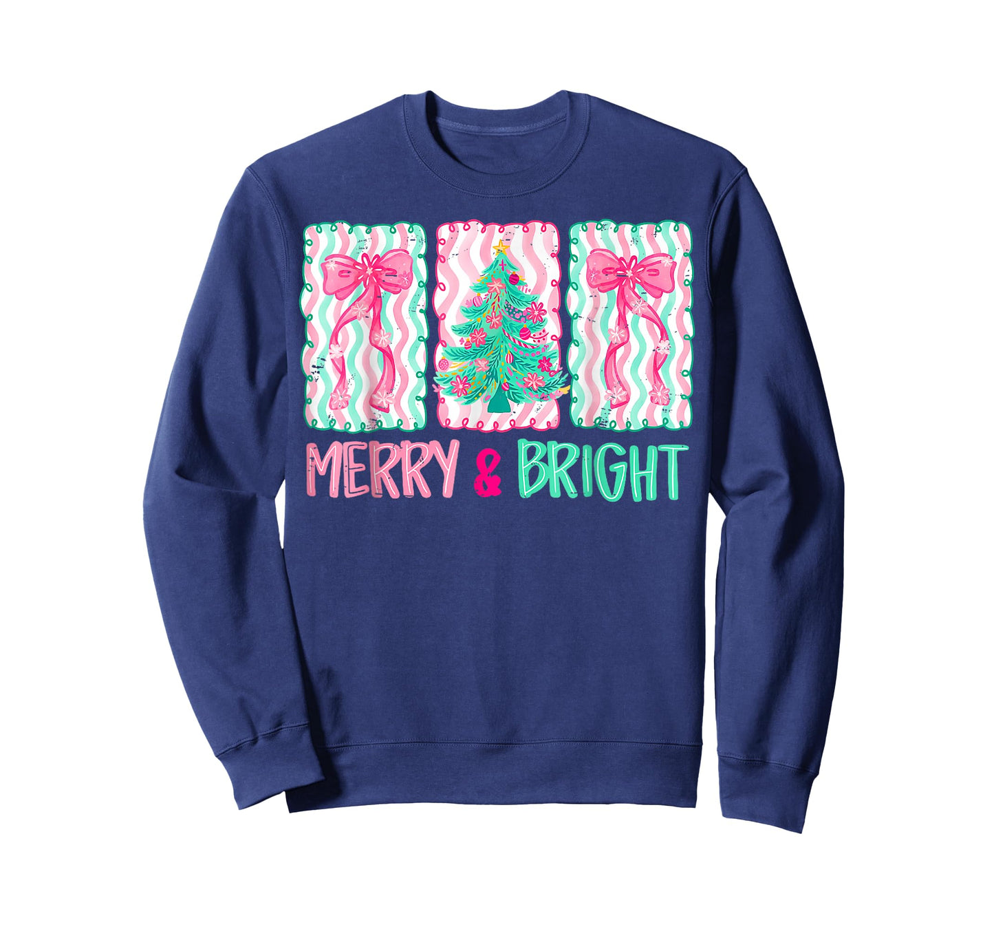 Coquette Bow Christmas Tree Merry and Bright Xmas Holiday T-Shirt