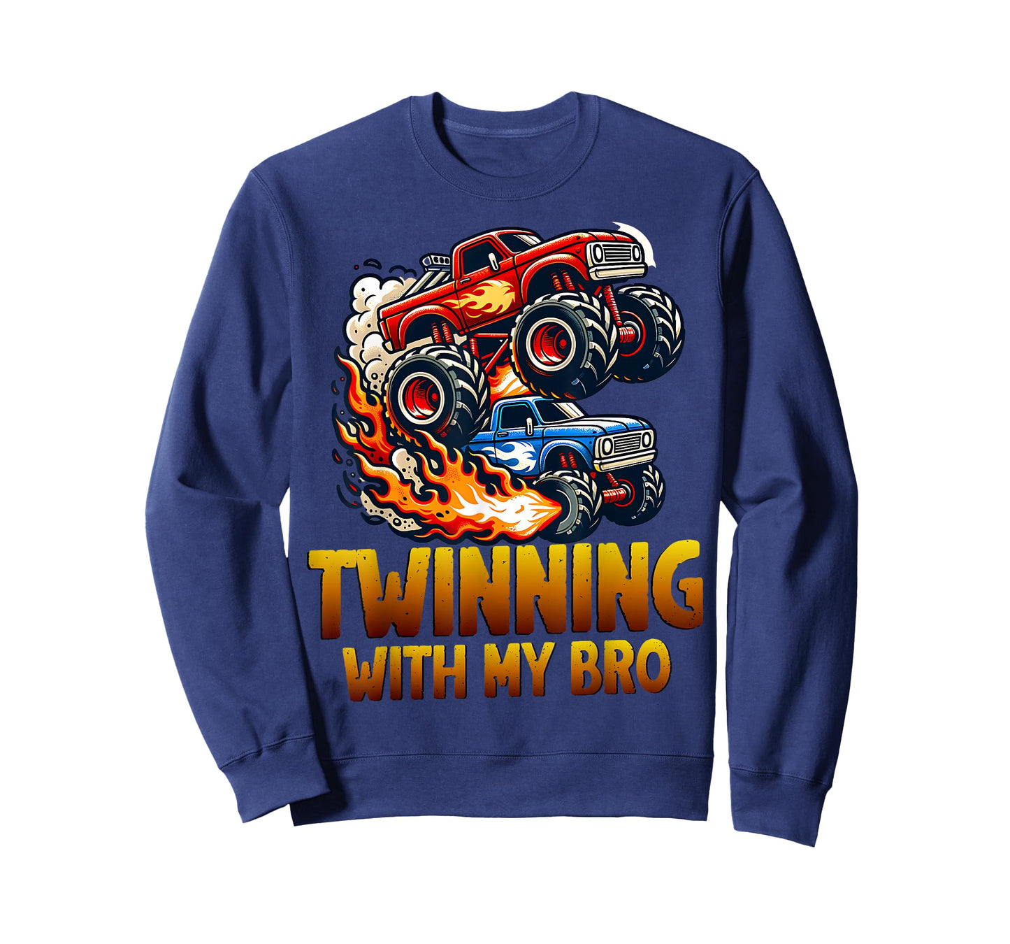 Twinning With My Bro Monster Trucks Twin Boys Matching Kids T-Shirt