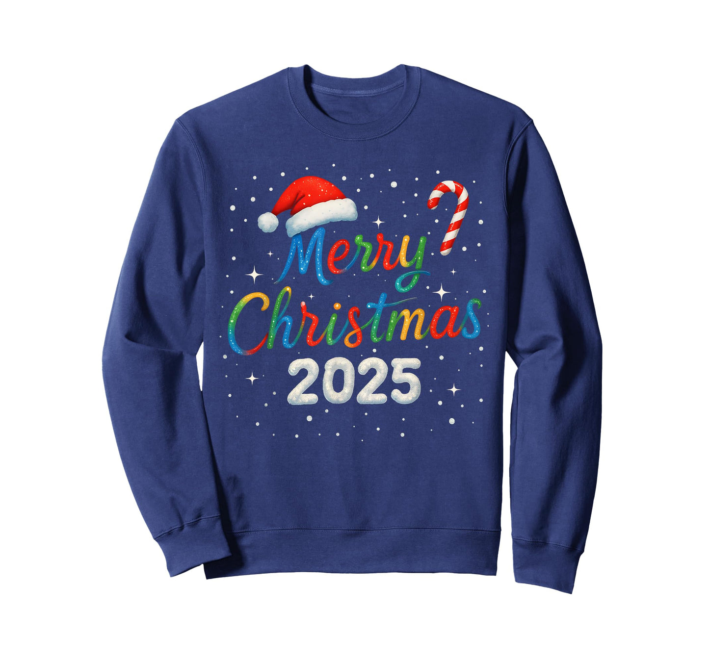 Merry Christmas 2025 Colorful Holiday Lights Family Matching T-Shirt