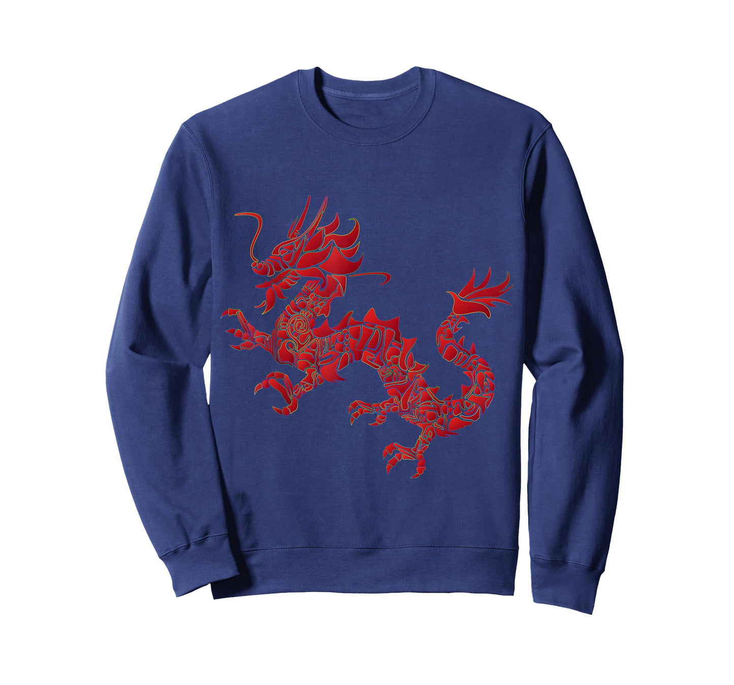 Red Chinese Firedrake T-Shirt Dragon Print Art Wear T-Shirt