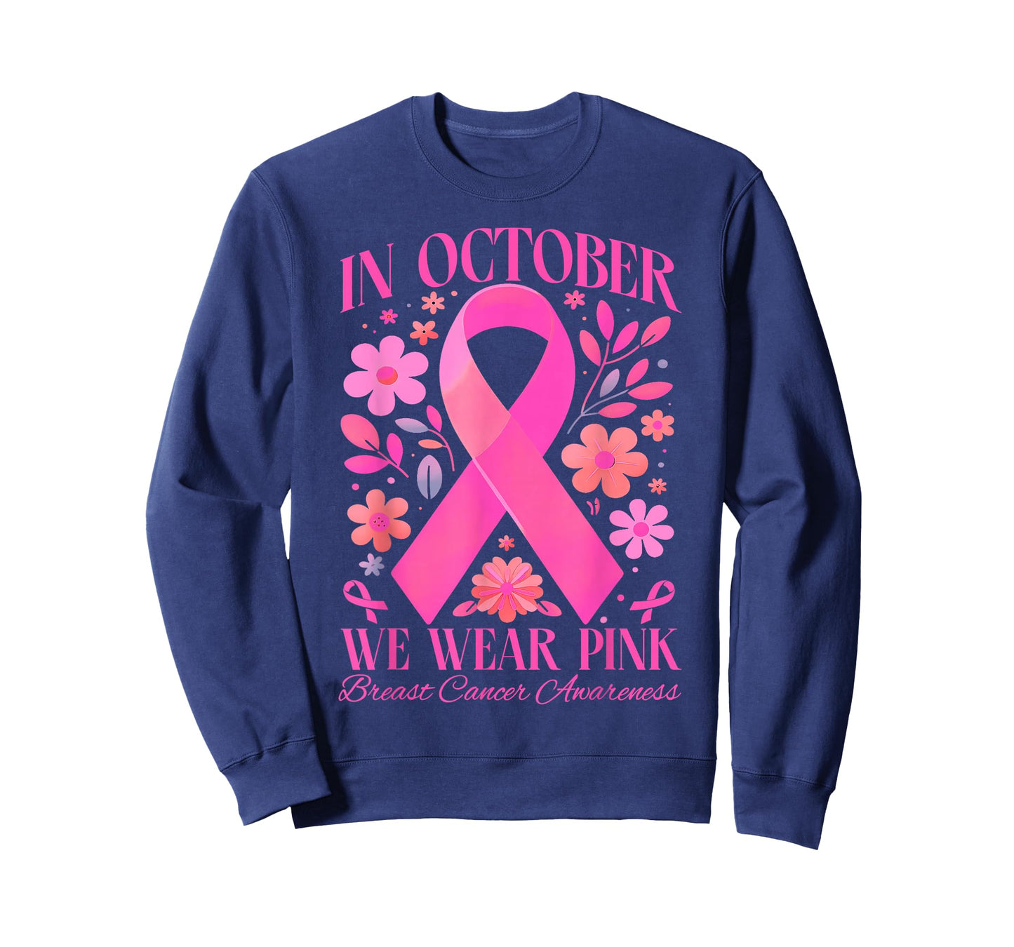 In October We Wear Pink Retro Groovy Breast Cancer Awareness T-Shirt