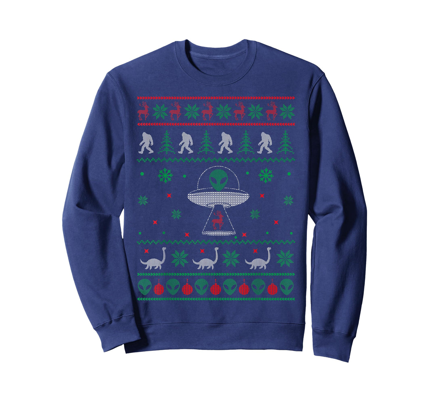 Ugly Christmas Sweater Alien UFO Bigfoot Loch Ness T-Shirt