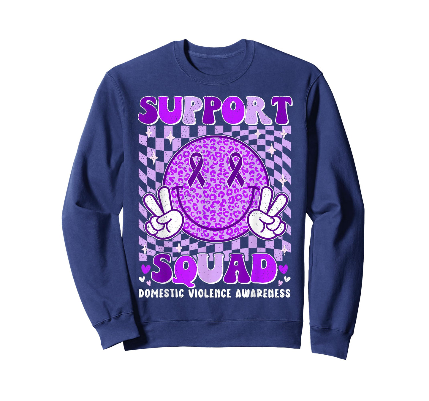 Groovy Domestic Violence Awareness Men Women Support Squad T-Shirt