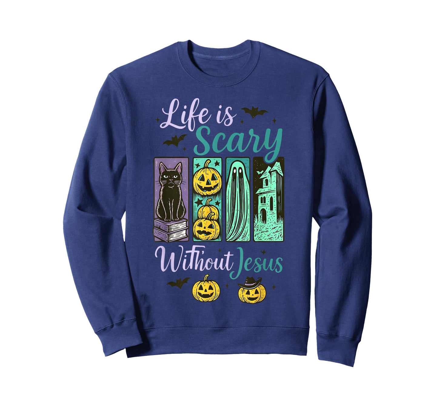 Life is Scary Without Jesus Christian Halloween Retro Faith T-Shirt