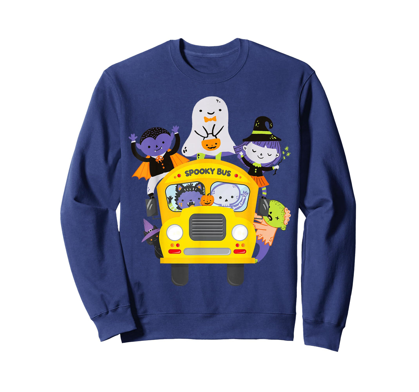 Cute Halloween School Bus Kawaii Ghosts and Monsters Costume T-Shirt