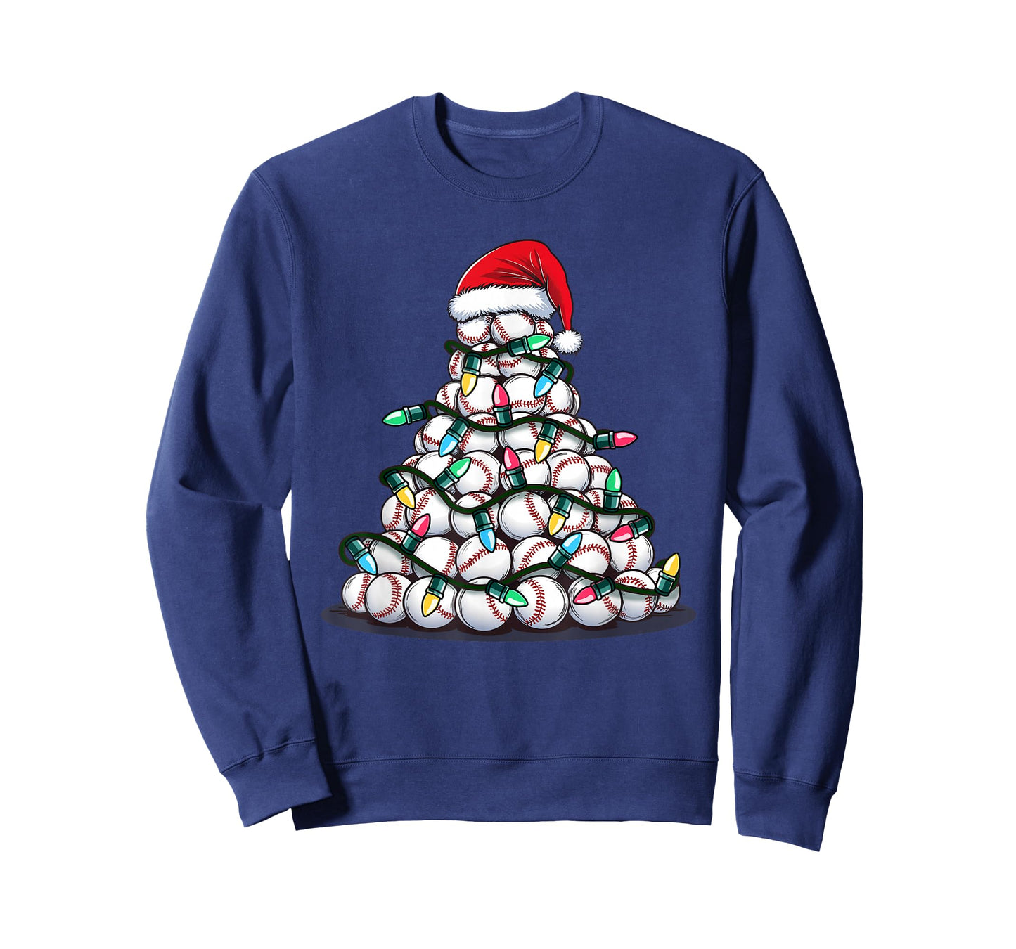 Baseball Christmas Tree Men Boys Youth Santa Sports T-Shirt