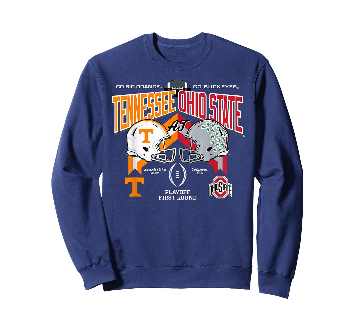 Elite Authentics Unisex-Adults Tennessee Volunteers at Ohio State Buckeyes CFP 2024-2025 Black Short Sleeve Modern Classic Fit Crew Neck T-Shirt