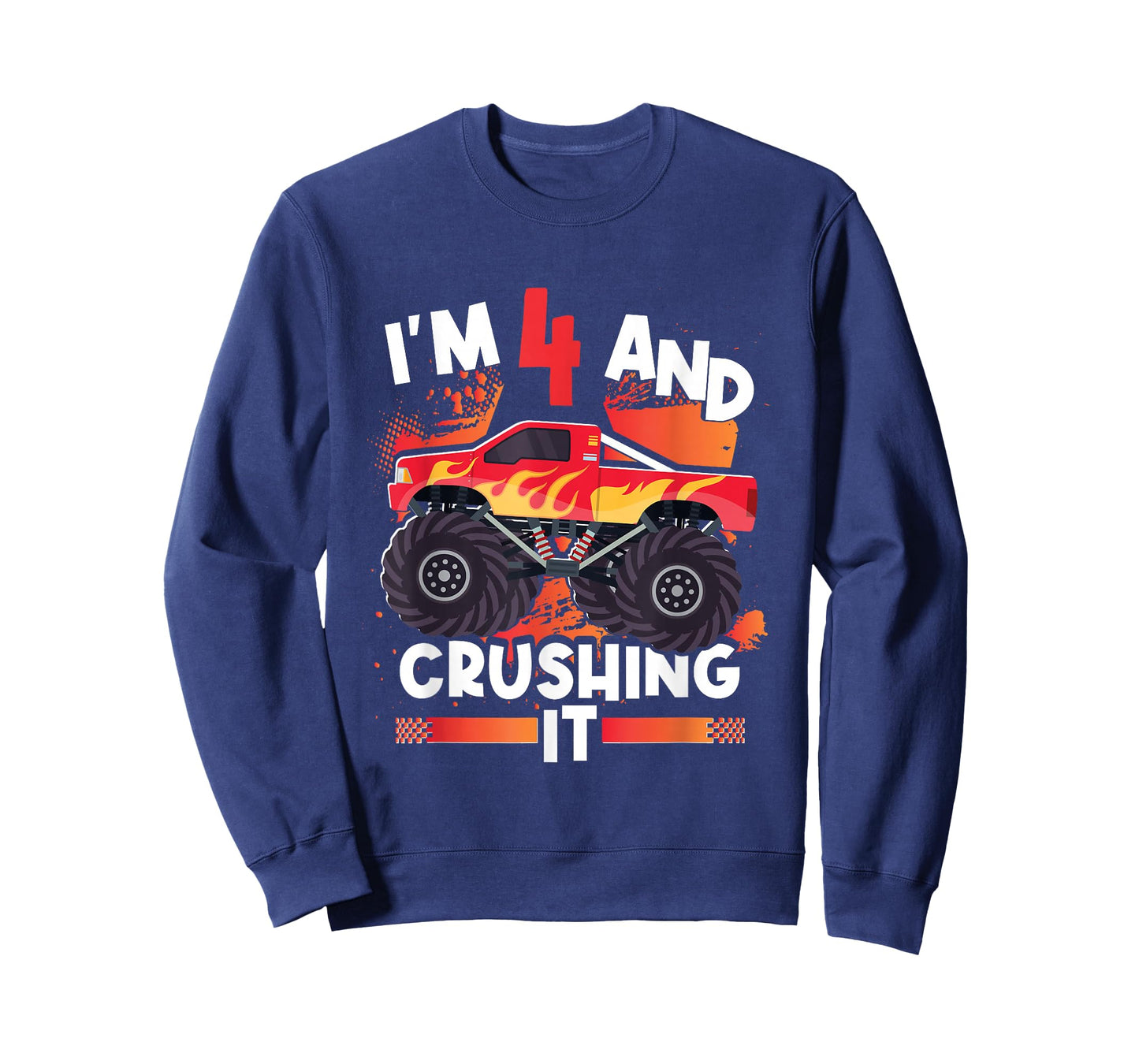 4 And Crushing It Monster Truck 4th Birthday Kids Girl Boy T-Shirt