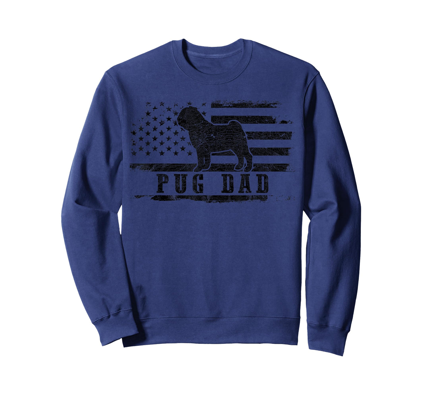 Pug Dad Distressed American Flag Patriotic Dog T-Shirt