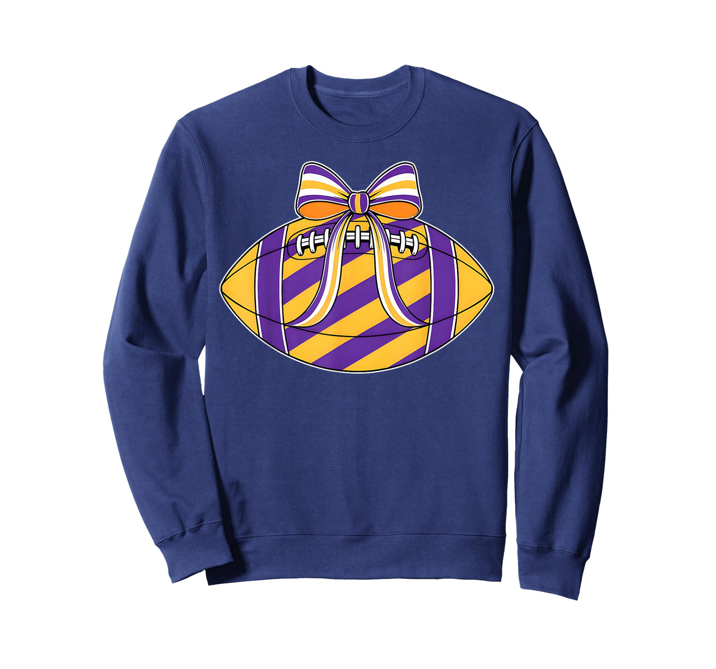 Purple Yellow Football Coquette Bow Game Day Football Mom T-Shirt