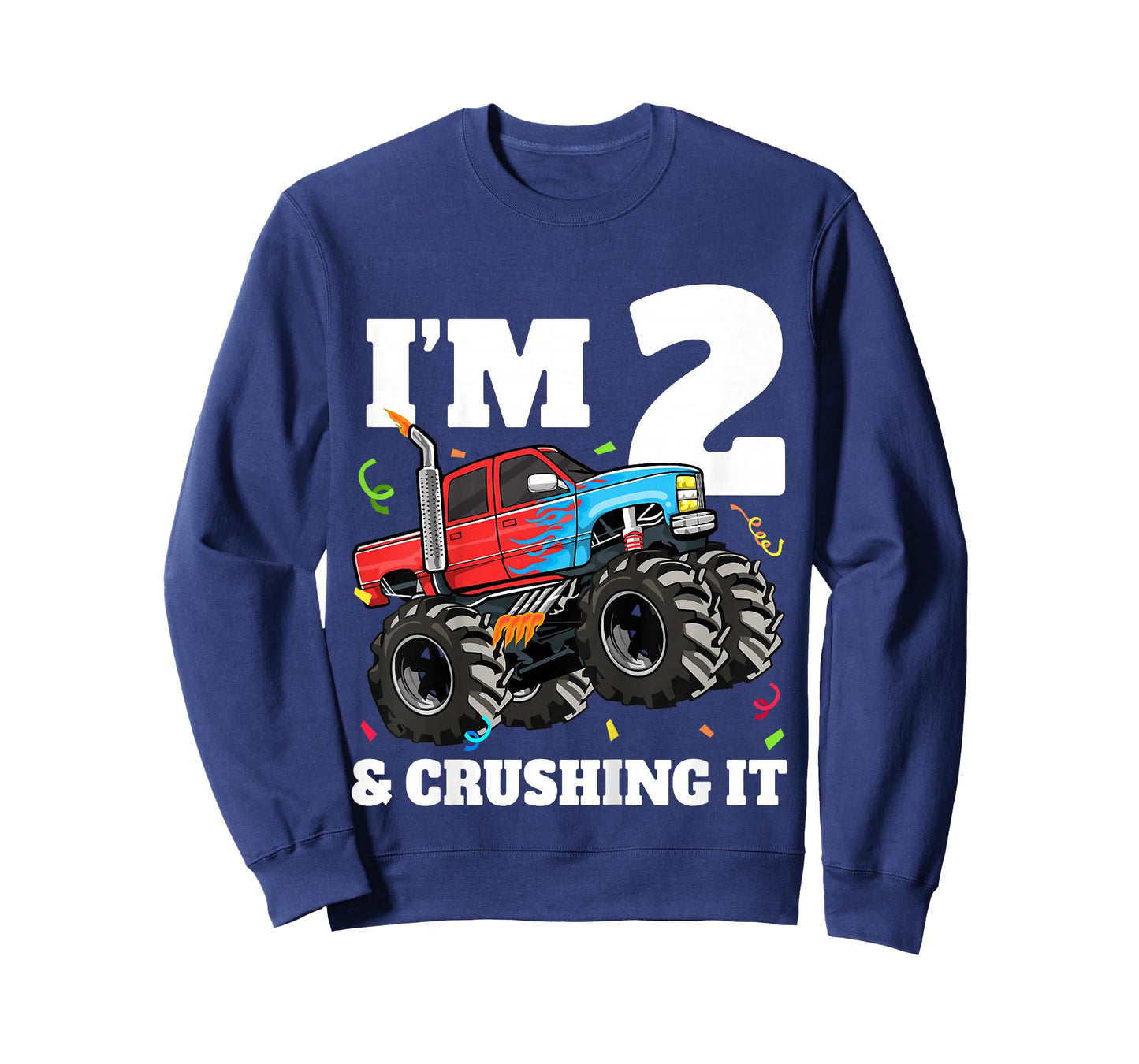Kids Monster Truck 2nd Birthday Boy 2 Two Year Old Toddler T-Shirt