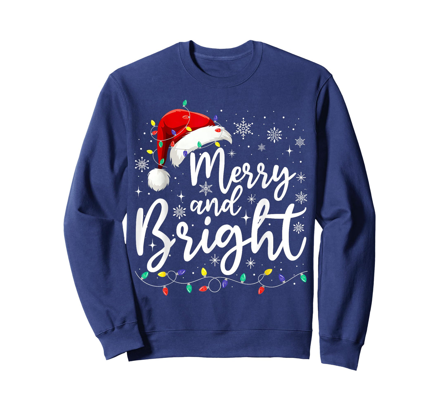 Merry and Bright Christmas Lights Santa Men Women Boys Girls T-Shirt