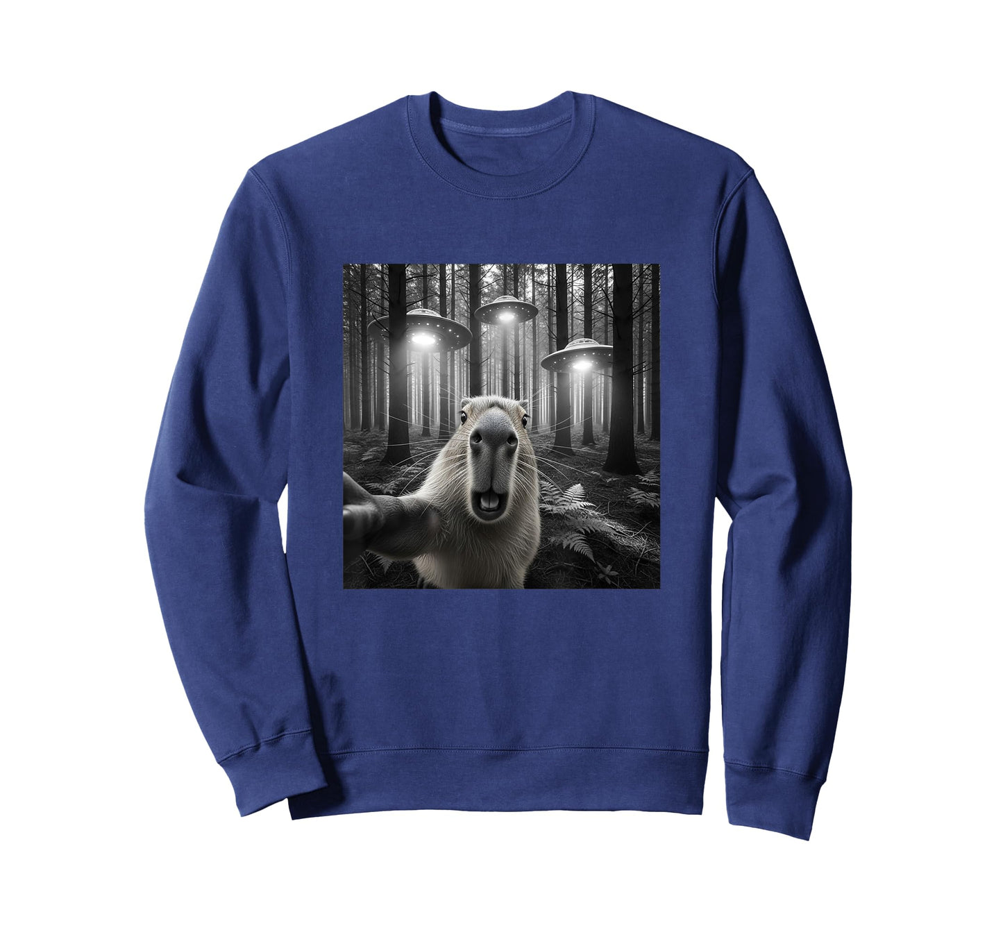 Funny Capybara Selfie with Alien UFO for Men Women Kid T-Shirt