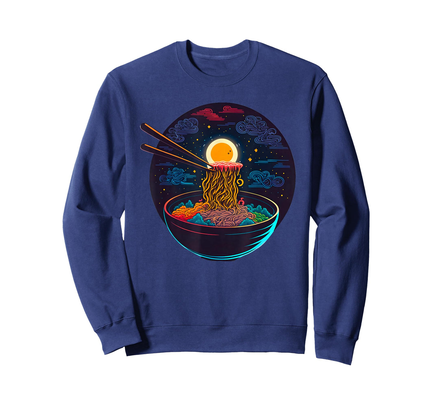 Japanese Moon Ramen Graphic Neon Retro Anime Noodles Art T-Shirt