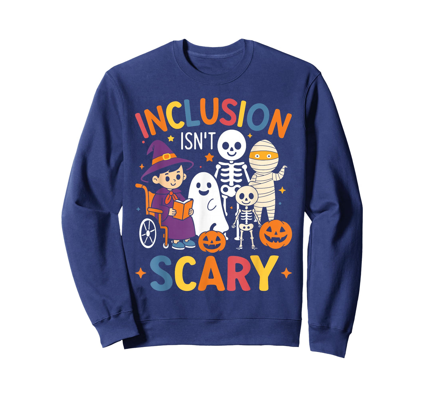 Inclusion Isn't Scary Teacher Skeleton Ghost Cute Halloween T-Shirt