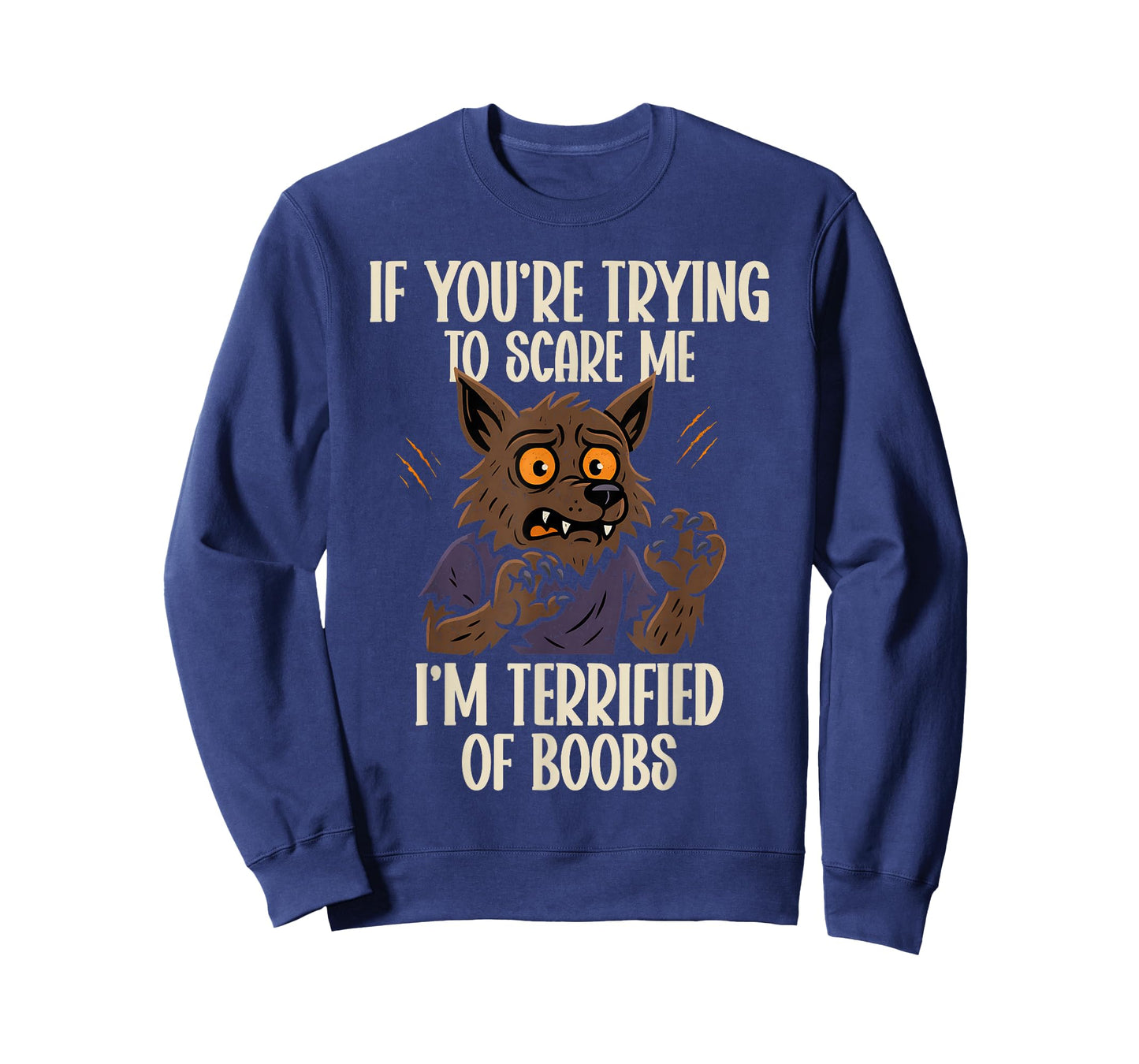 Funny Werewolf Halloween Scared of Boobs Humor T-Shirt