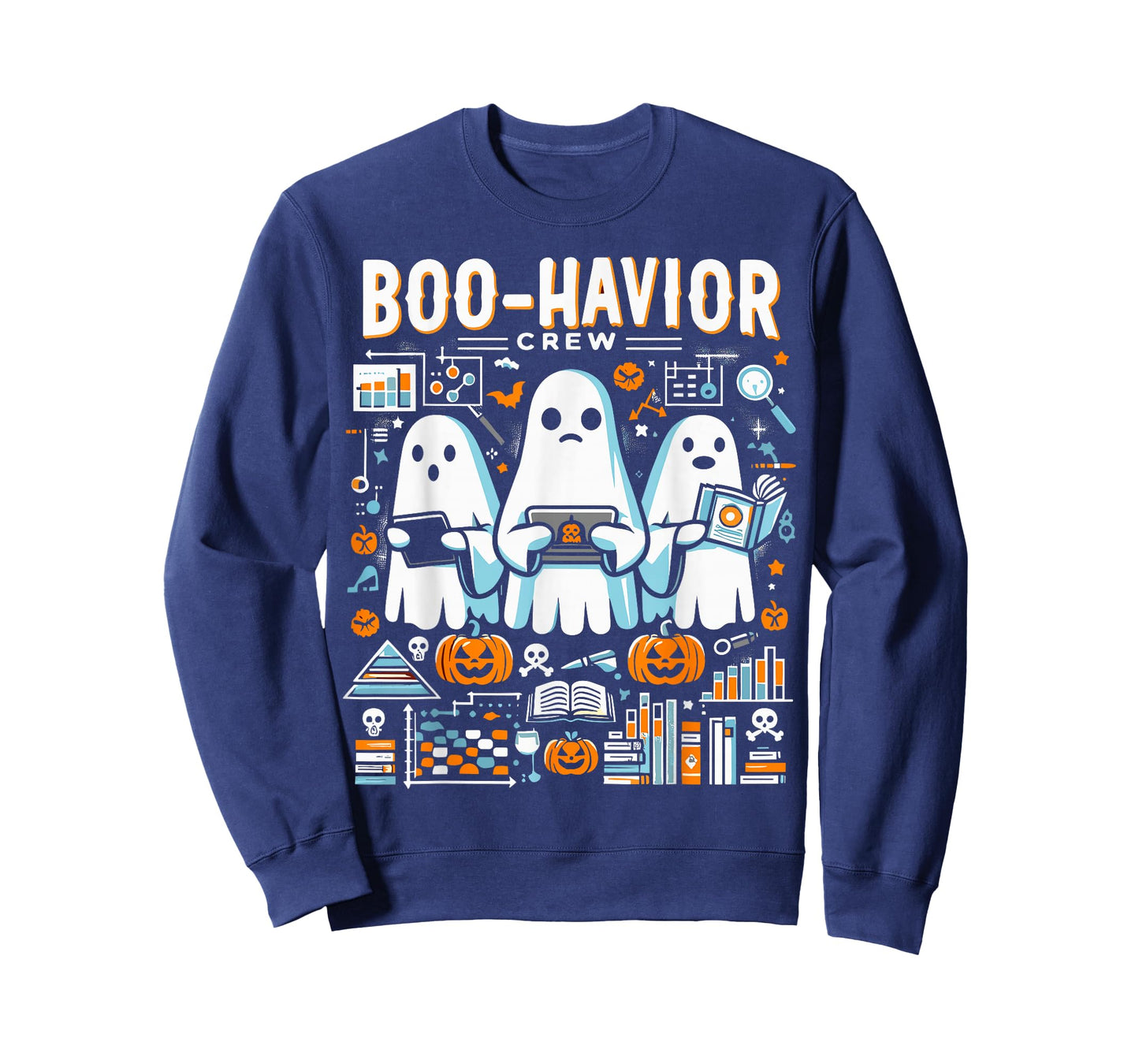 Behavior Analyst Halloween ABA Cute Ghost Boo-Havior Crew T-Shirt