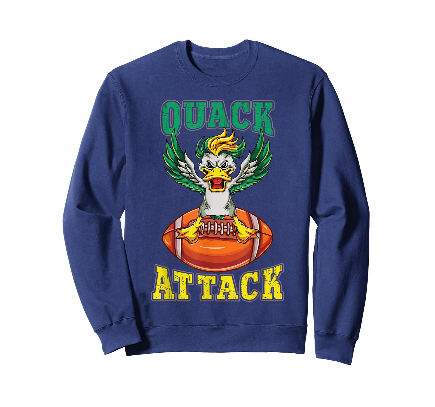 Quack Attack Funny Yellow Green Duck Lover Football Player T-Shirt