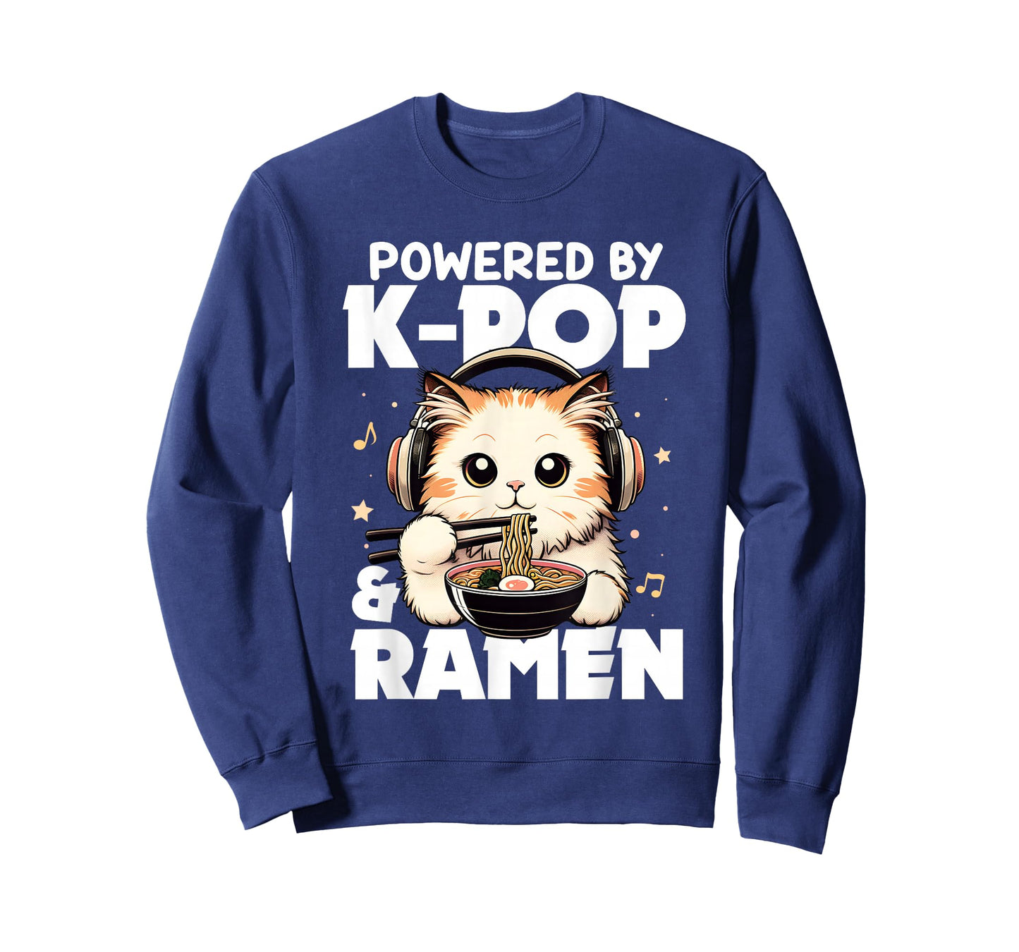 Kawaii Powered by K-Pop and Ramen Cute Kpop Cat Music T-Shirt