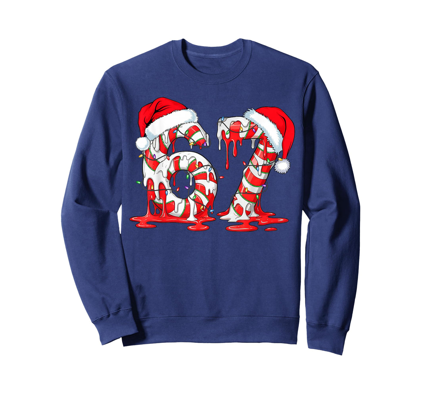67 Meme Six Seven Candy Canes Drip Christmas Pajamas Holiday T-Shirt