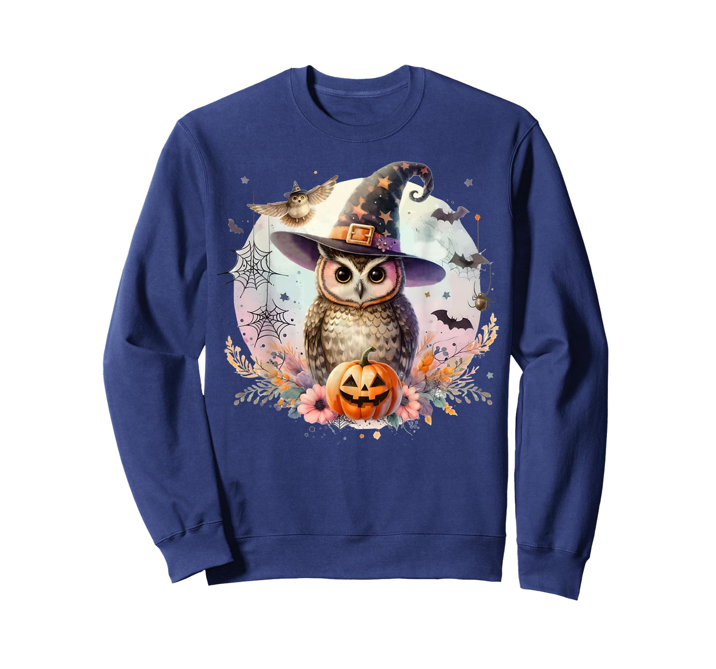 Owl Witch Hat and Pumpkin Funny Halloween Academia Witchy T-Shirt