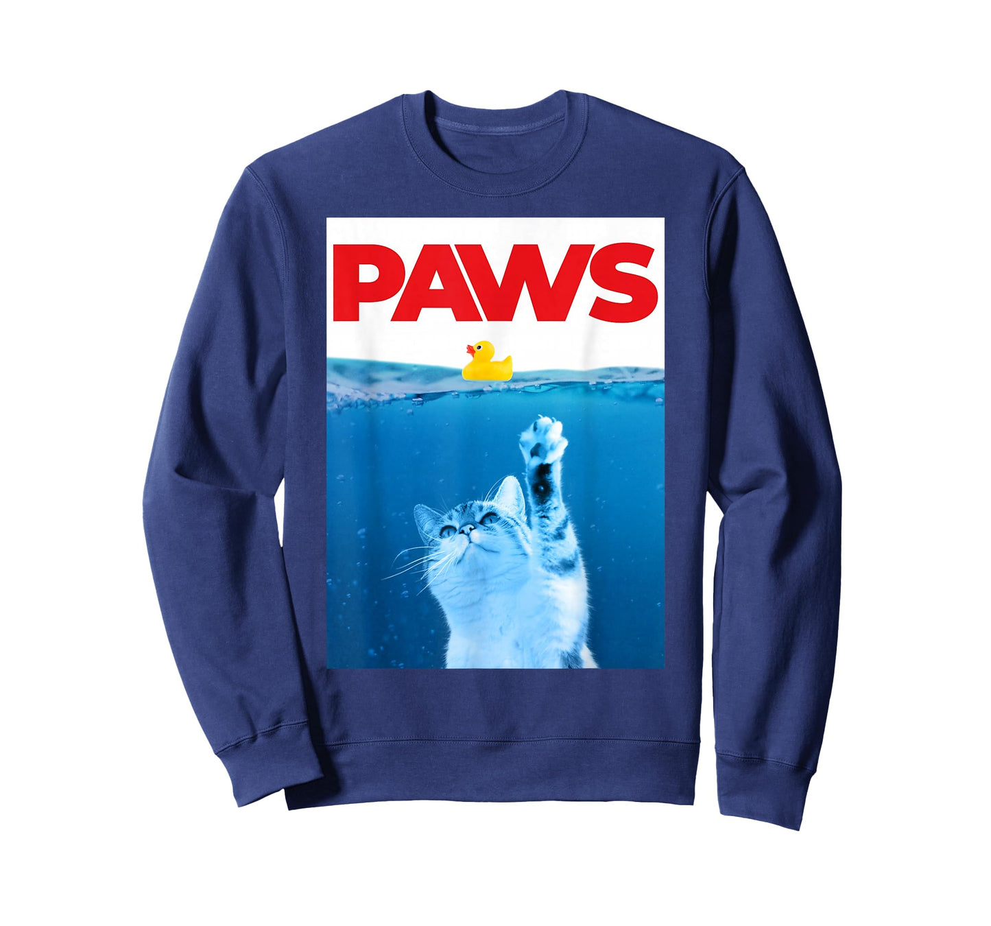 PAWS Cat Yellow Rubber Duck Paws Parody Funny Cat Lover T-Shirt