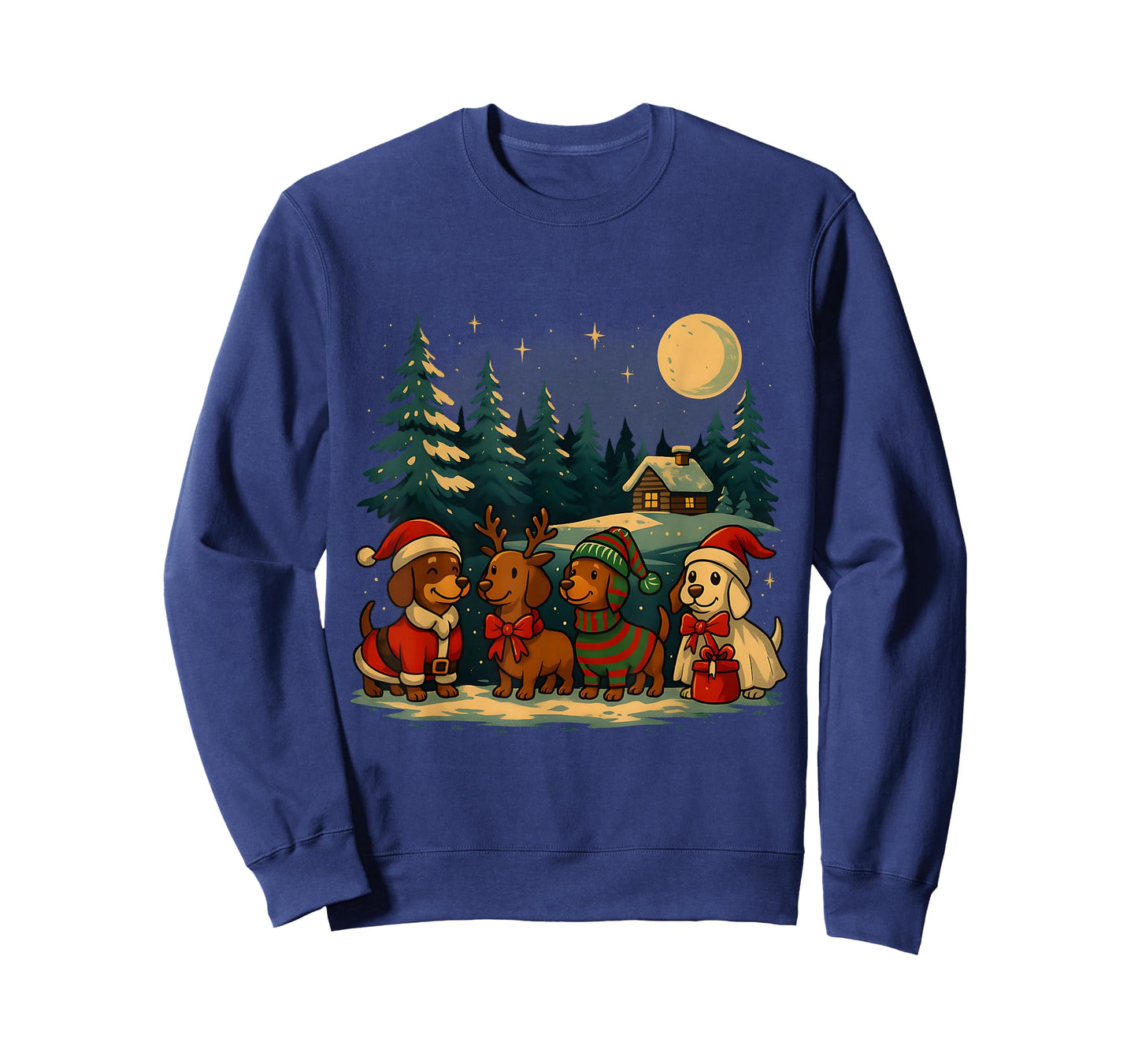 Christmas Dachshunds in Winter Wonderland Holiday Art T-Shirt