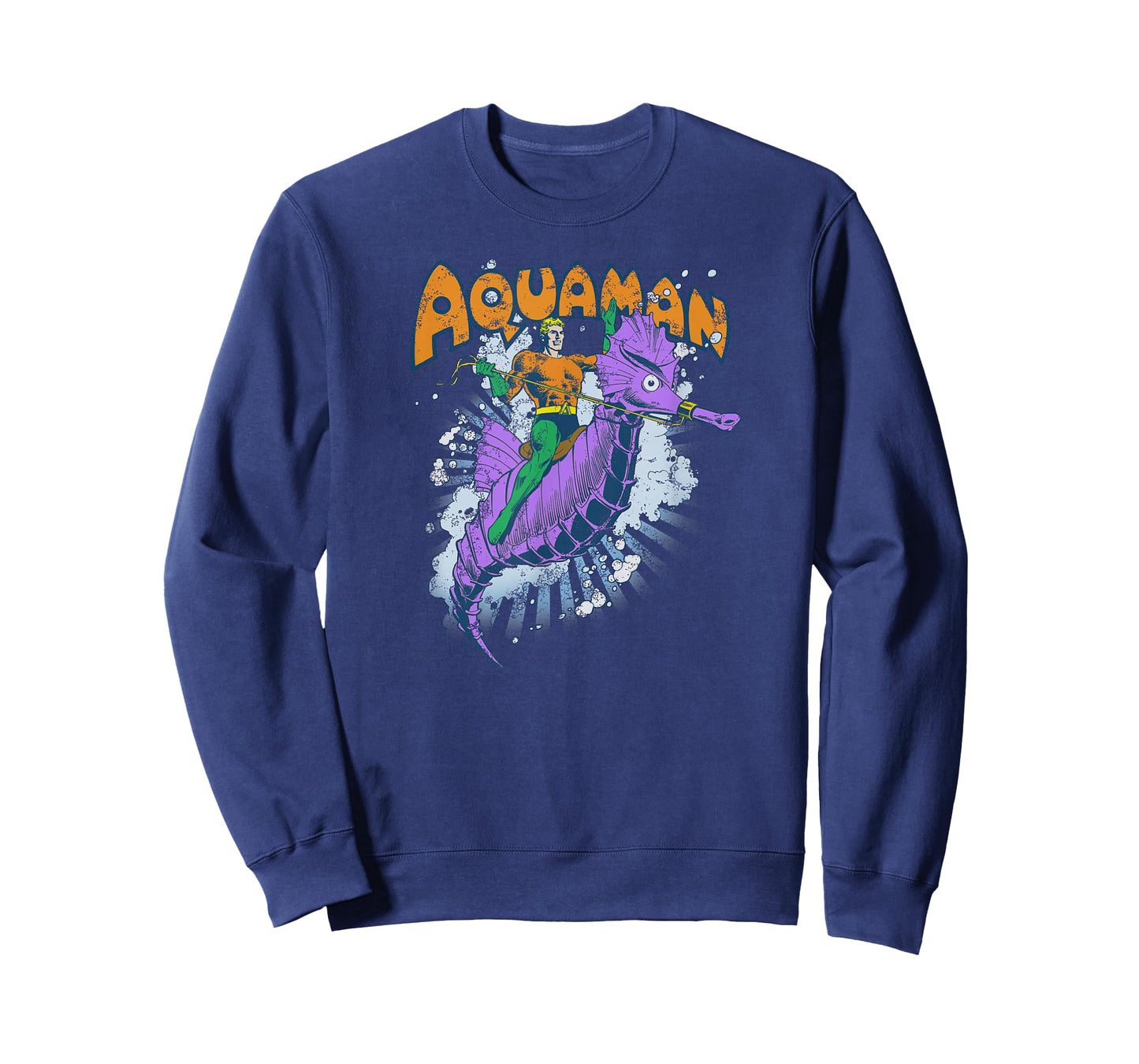 DC Comics Aquaman Ride Free Unisex-Adults T-Shirt, Blue, Small, Short Sleeve, Classic Fit