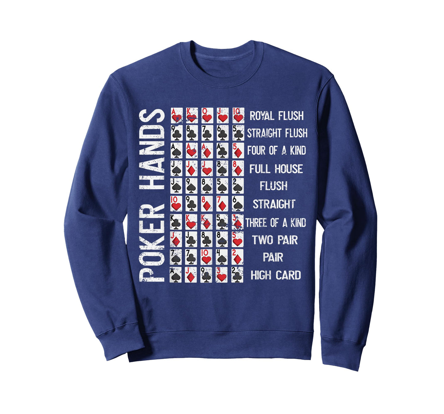 Poker Hands Cheat Sheet Card Casino Games Funny Player Gift T-Shirt