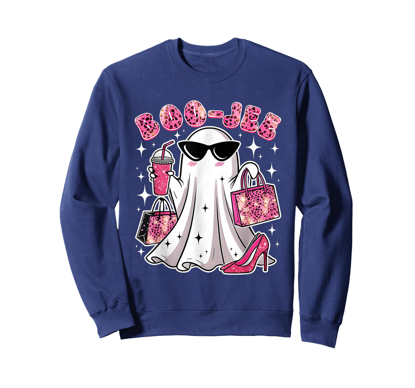 Pink Leopard Boo JEE Boujee Coffee Ghost Halloween T-Shirt