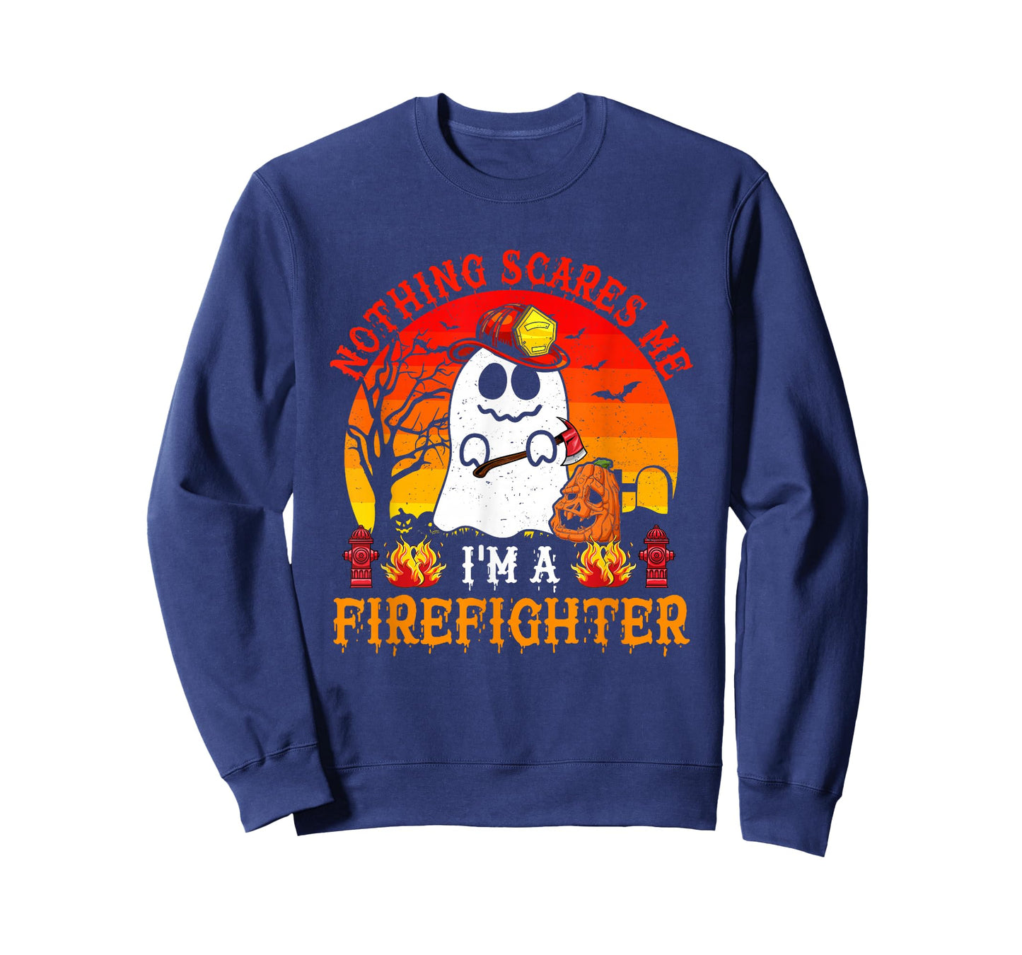 Nothing Scares Me I'm A Firefighter Scary Ghost Boo Pumpkin T-Shirt