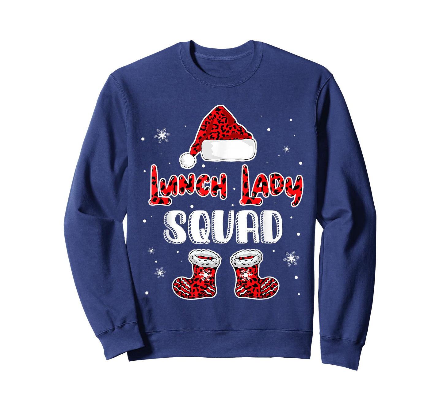 Lunch Lady Squad Leopard Santa's Hat Christmas Lunch Lady T-Shirt