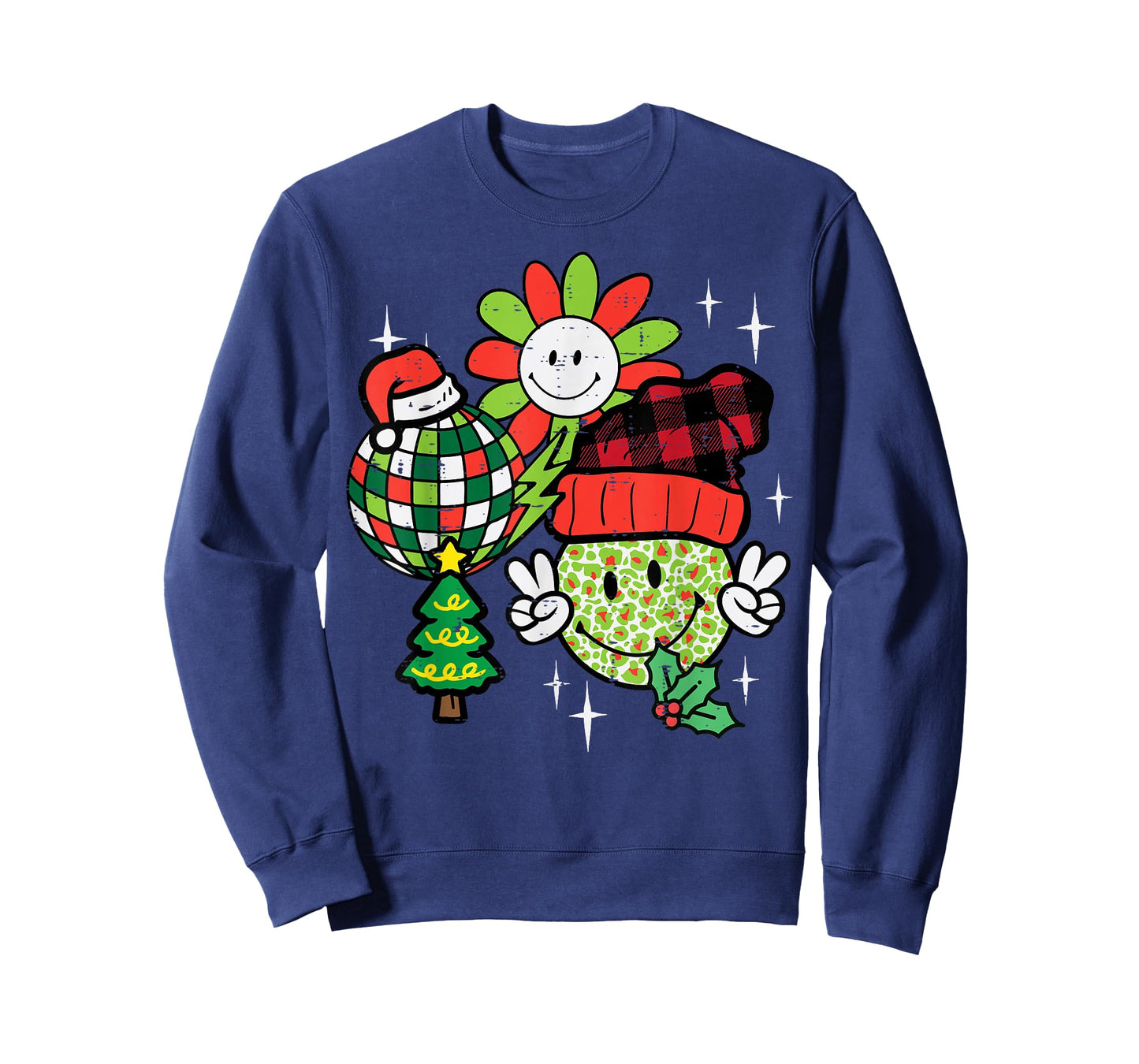 Christmas Smile Peace Disco Retro Xmas Groovy Women Men Kids T-Shirt