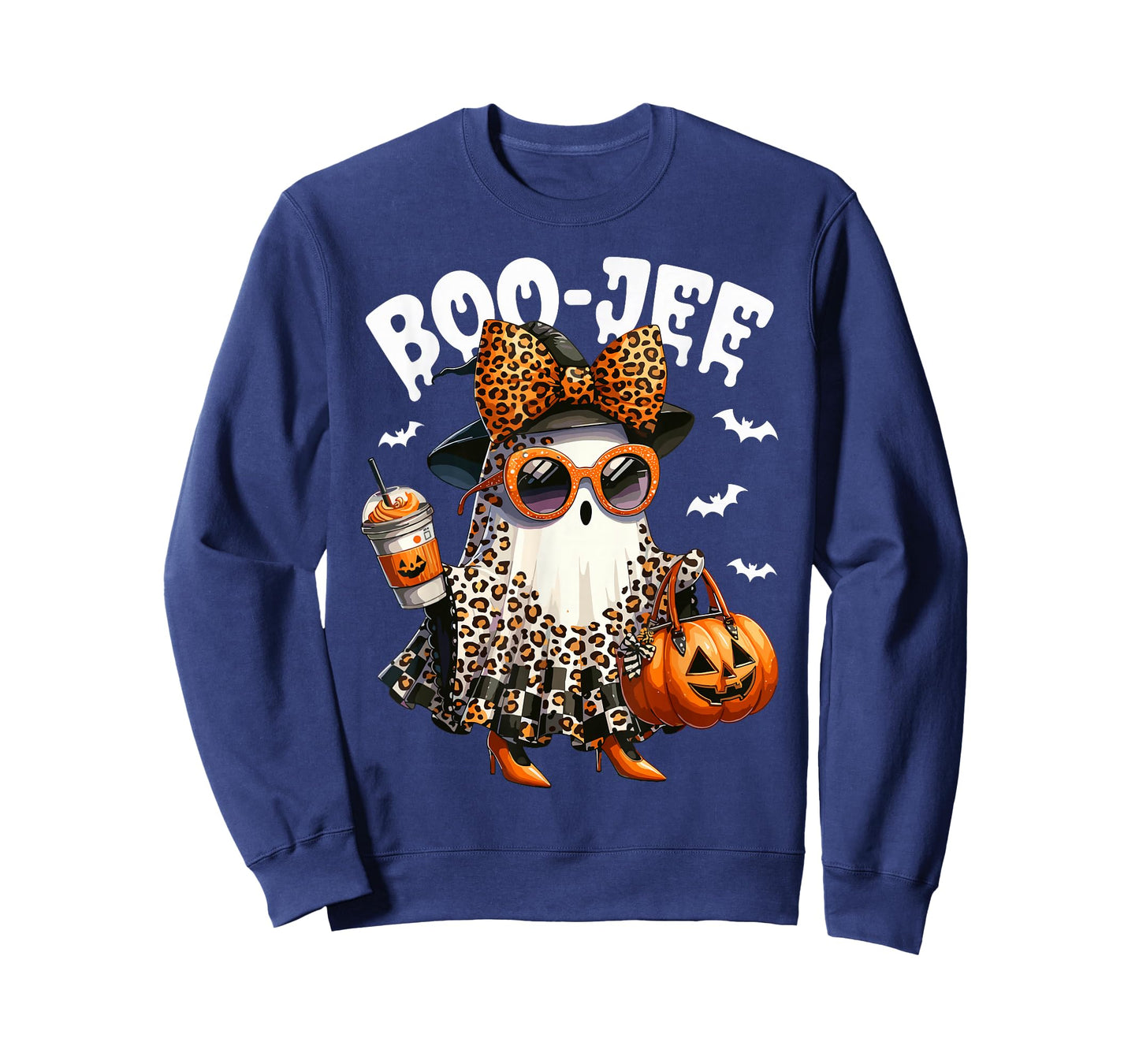 Boo JEE Ghost Boojee Leopard Bow Spooky Vibes Halloween T-Shirt