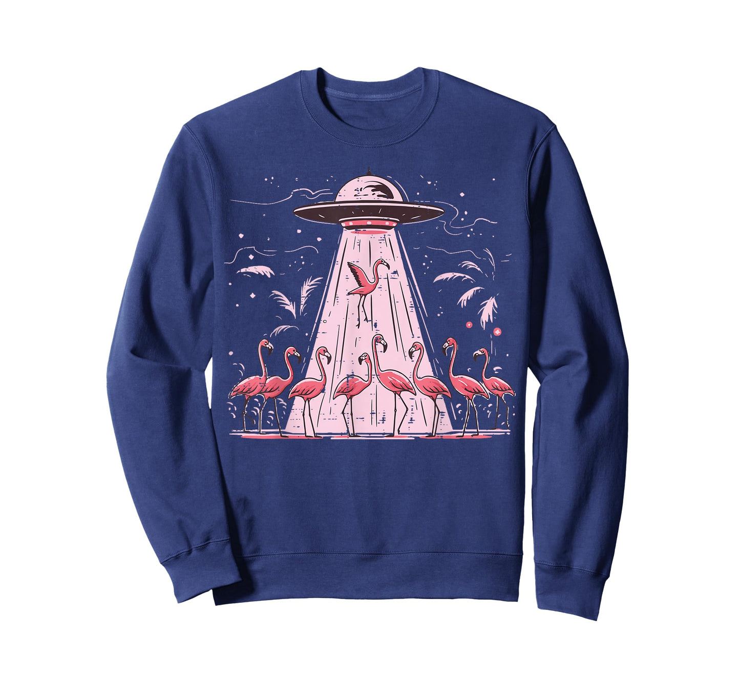 Alien UFO Abducting Flamingos Funny Women Girls Kids Men T-Shirt