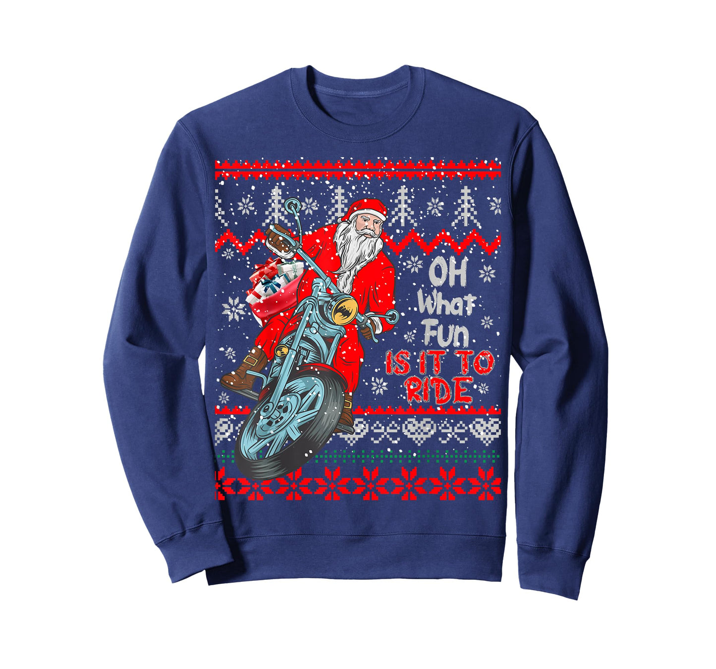 "Biker Santa" Motorcycle Ugly Christmas Sweater T-Shirt