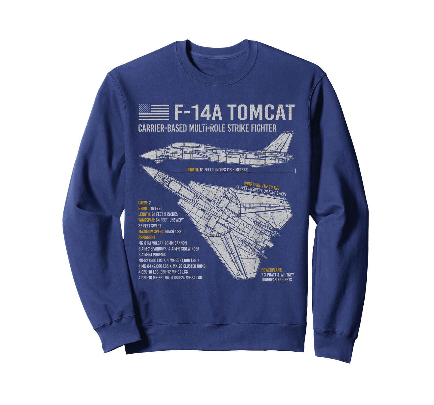 F-14 Tomcat F14 Aircraft Airplane Blueprint Facts. T-Shirt Small