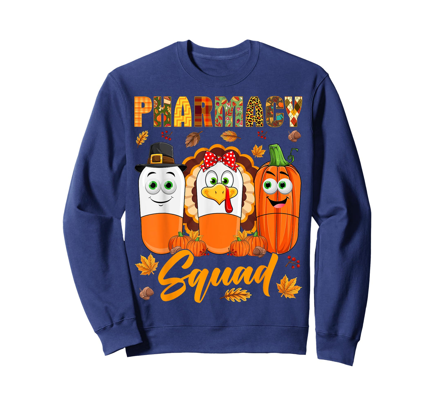 Pharmacy Squad Turkey Pumpkin Pilgrim Pills Thanksgiving Day T-Shirt