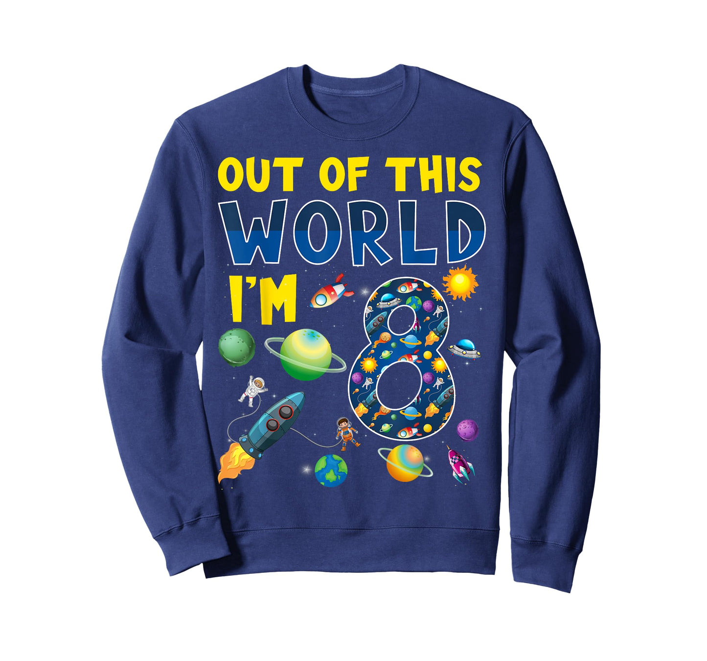 Out Of This World I'm 8 Space Rocket Birthday Party 8th T-Shirt