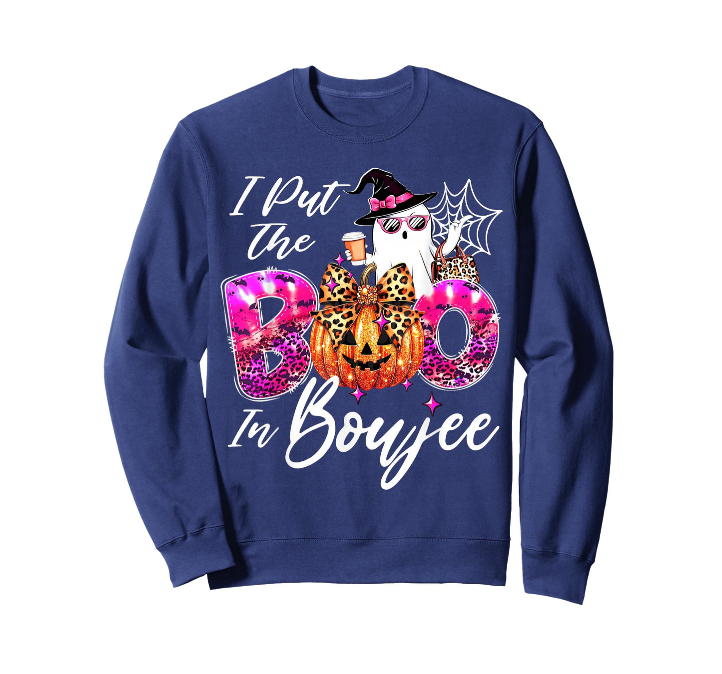 I Put The Boo in Boujee Cute Leopard Boujie Ghost Halloween T-Shirt