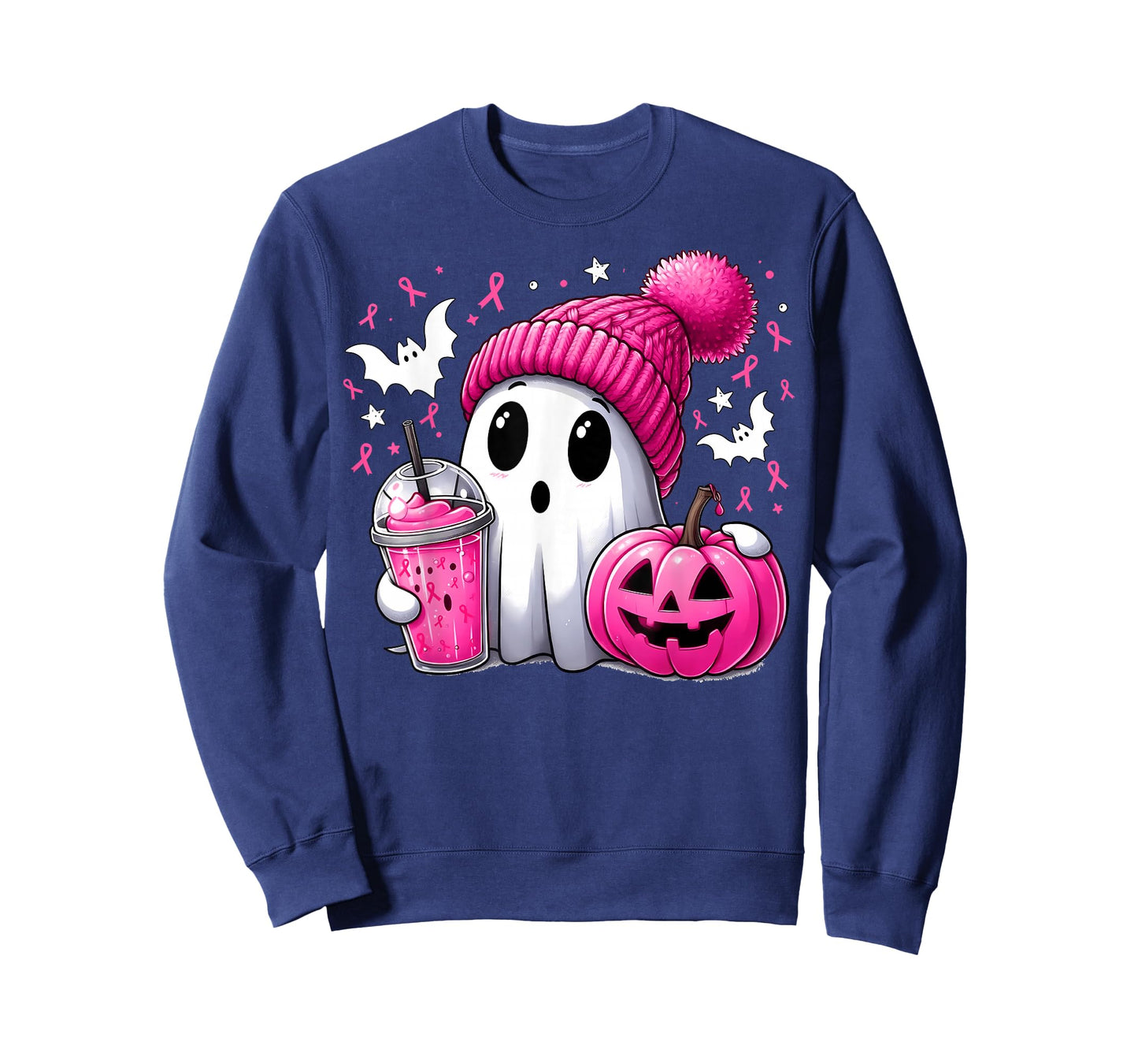 Cute Ghost Pink Ribbon Halloween Breast Cancer Awareness T-Shirt
