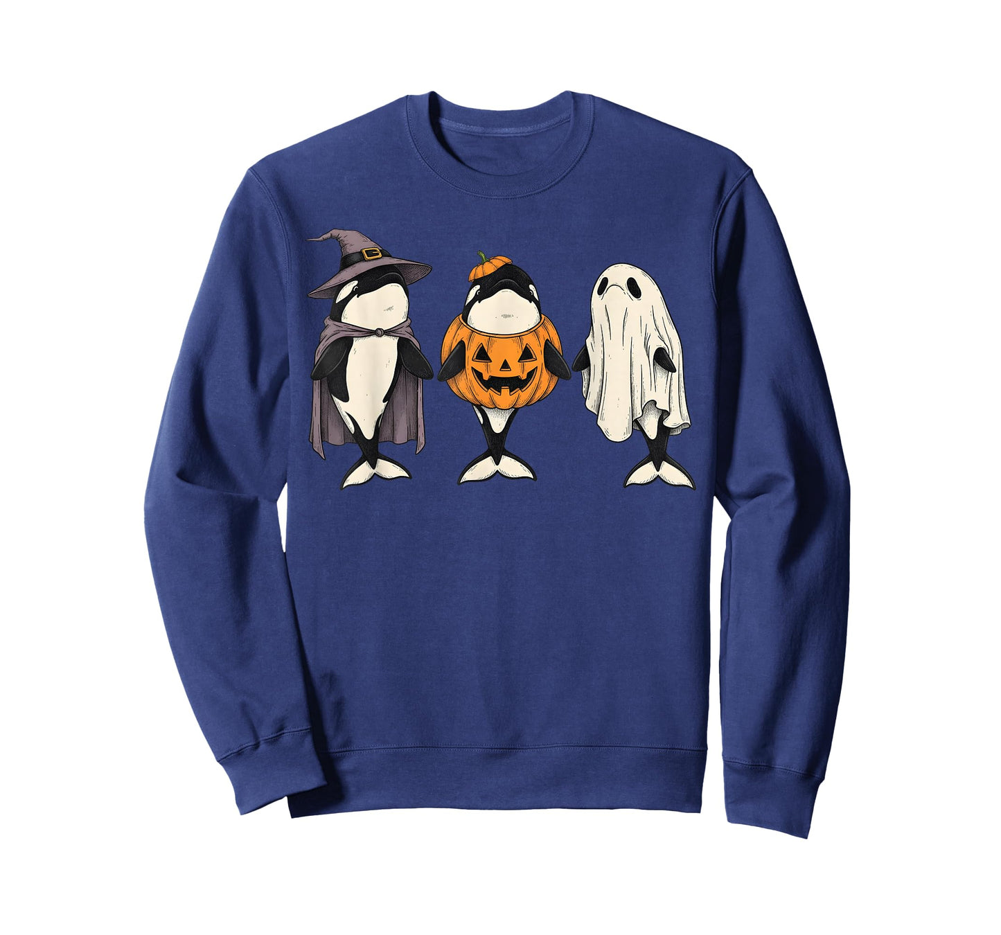 Spooky Ghost Orca Whale Lover Pumpkin Halloween T-Shirt