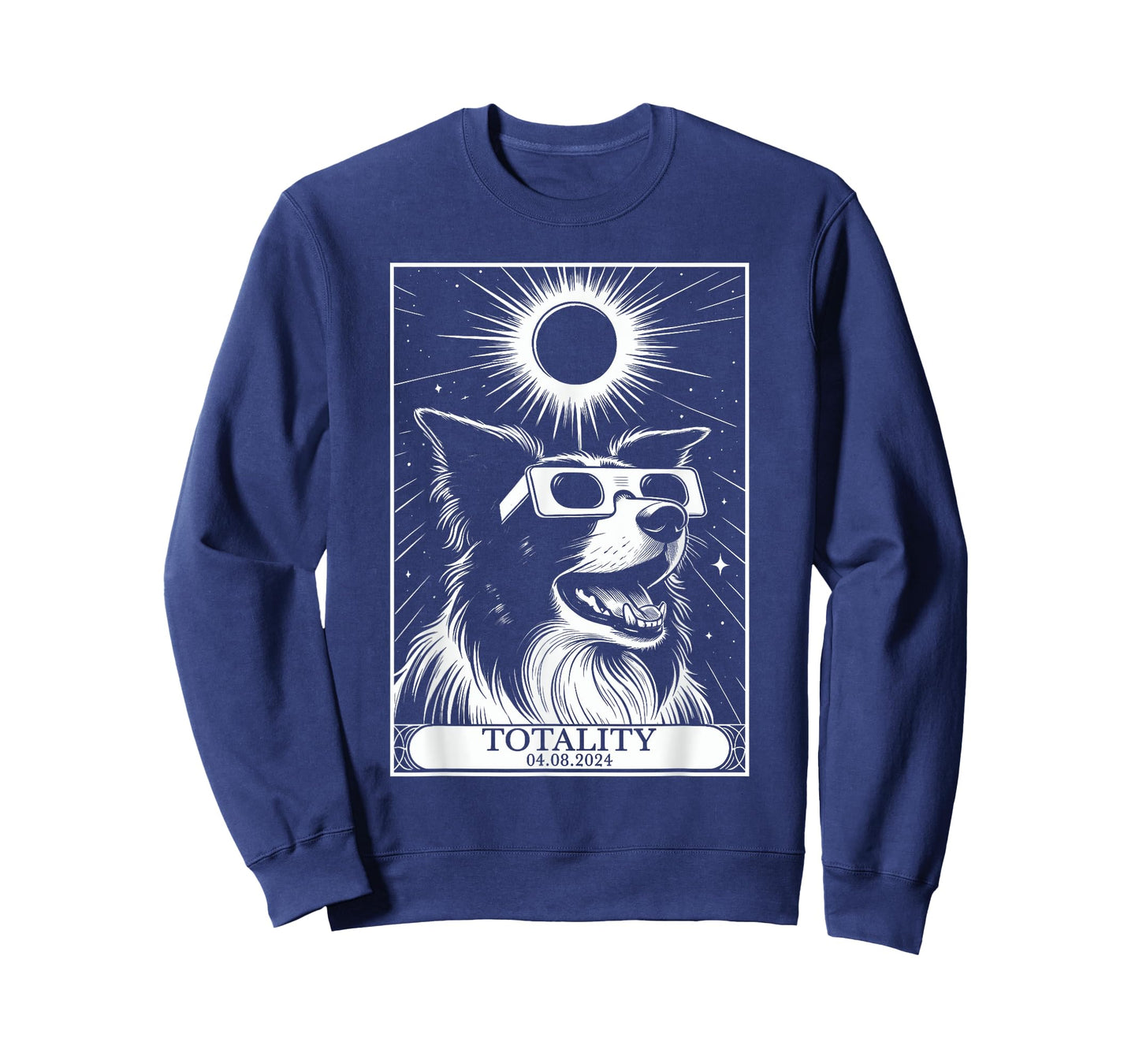 Solar Eclipse 2024 Totality Tarot Card Border Collie Dog T-Shirt for Men Women Kids