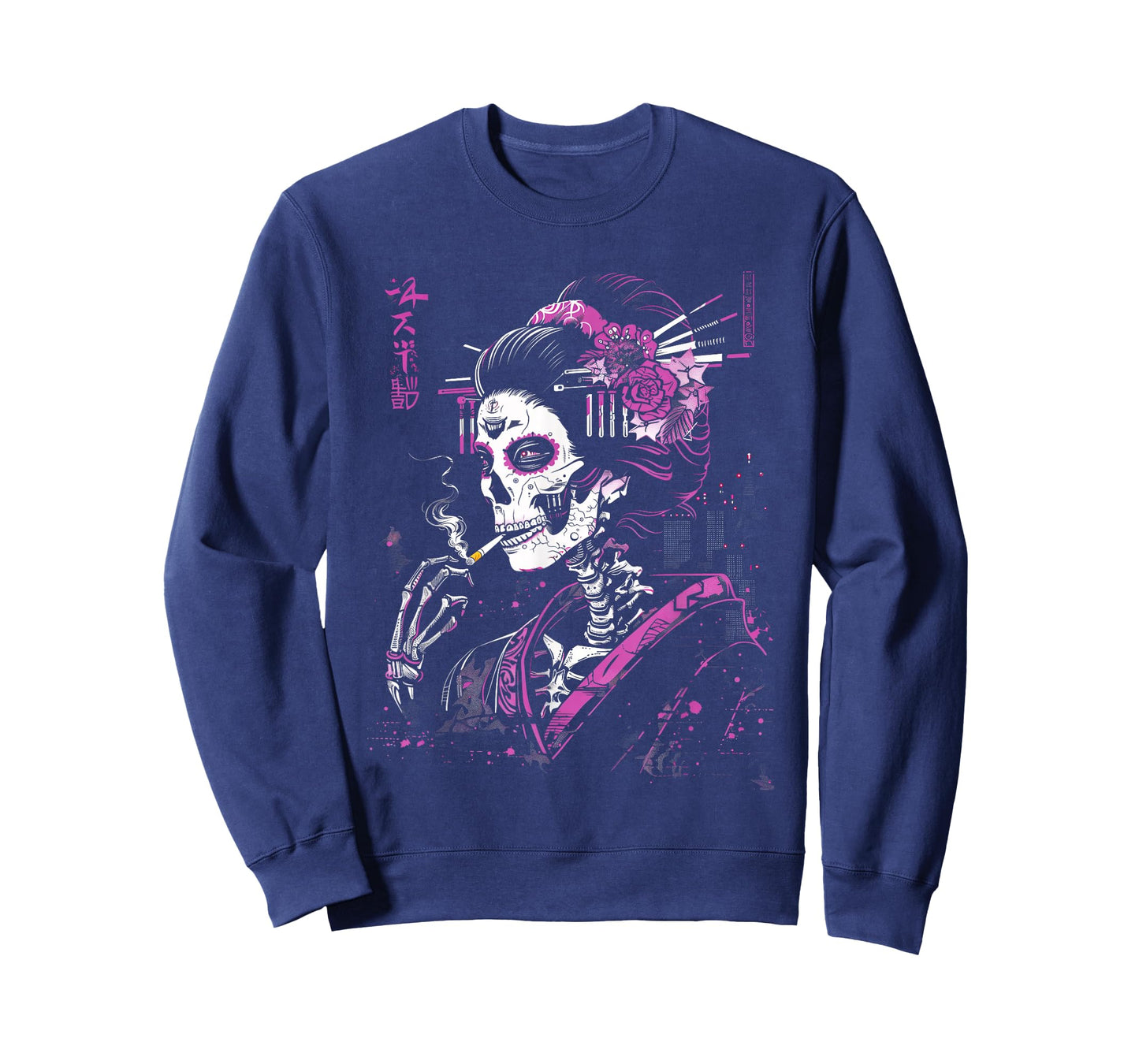 Anime Japanese Goth Cyberpunk City Skull Sugar T-Shirt